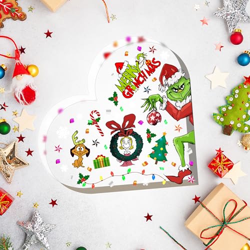 Heart-Shaped Acrylic Christmas Table Decor - Holiday Accent Piece