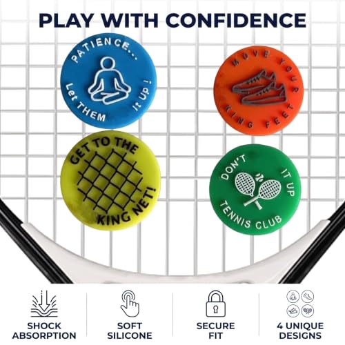 Tennis Vibration Dampeners - Set of 4 Motivational Reminders
