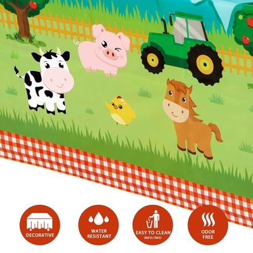 Farm Animal Tablecloth - 108"x54" Green Party Cover