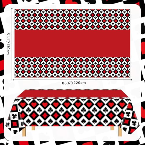 Casino Theme Tablecloths - 4 Pack 51x86 Inch Poker Party Table Covers