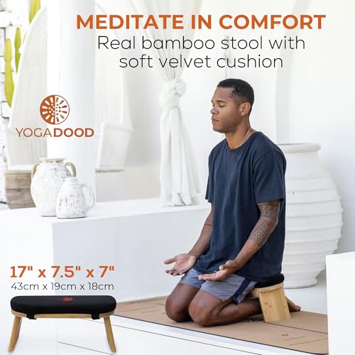 Folding Bamboo Meditation Bench with Velvet Cushion & Carry Bag
