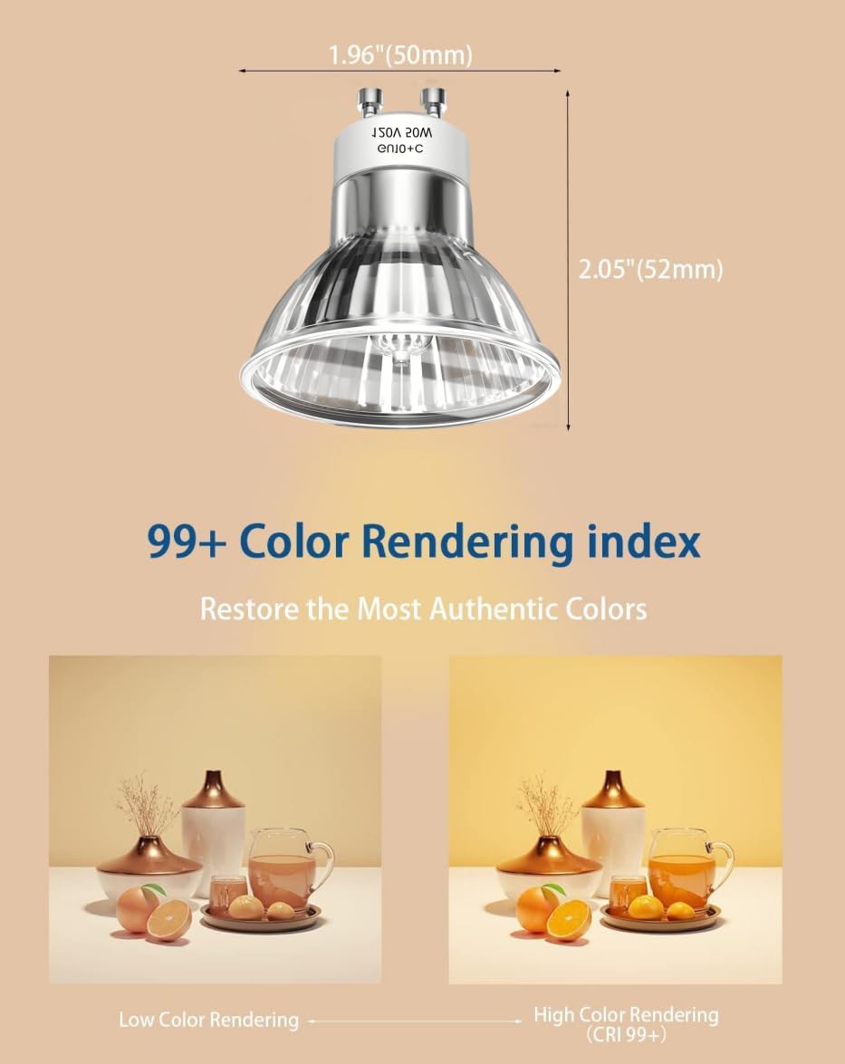 RAGFOZ GU10 Halogen Light Bulb 50W 120V,Tlffggl024 Uv Bulb, GU10+C, MR16 Light Bulb for Candle Warmer Lamp, Dimmable, 2700K Warm White for Reflector Track Lighting, Recessed Lighting