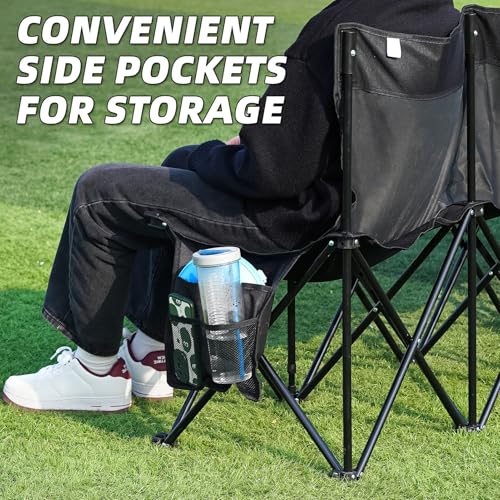 Portable Soccer Bench - 8 Seats with Backrest & Storage - Black