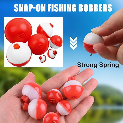 Fishing Bobbers Set - 10pcs Snap-On ABS Floats 0.5inch Assortment