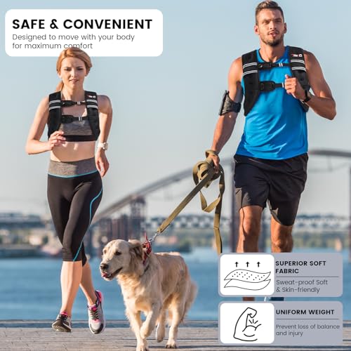 Black 12 lb Weighted Vest for Women & Men - Adjustable Fitness Training