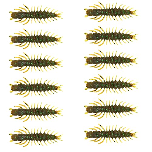 Hellgrammite Fishing Lures - 12PCS Dark Olive Green 3 Inch