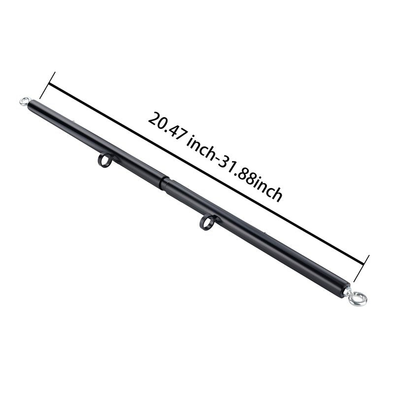 Black Heavy Duty Stainless Steel Expandable Spreader Bar with 4pcs Furry PU Black Adjustable Straps, Training Fitness Kit,Home Indoor Sports Yoga Set