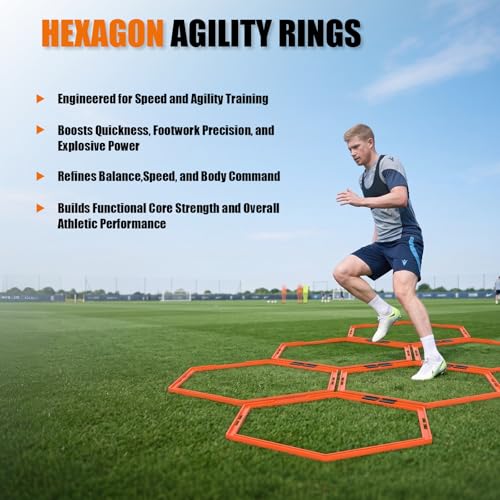 Hexagon Agility Rings Set - 6 Portable Speed Training Rings