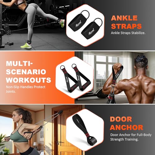 Heavy Resistance Bands Set with Handles - 150LBS Grey
