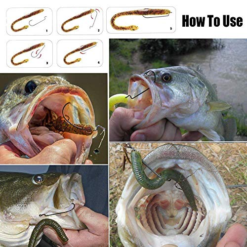 Weedless Fishing Hooks - High Carbon Steel Worm Hooks - 50PCS in Silver