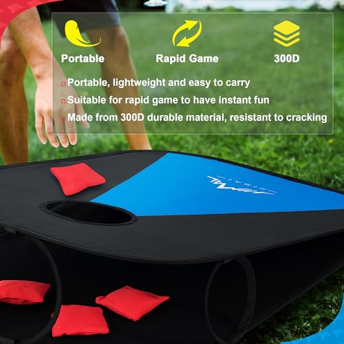 Portable Cornhole Board Set with 8 Toss Bags & Carrying Case - 3x2 Ft