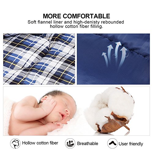 Redcamp Cotton Flannel Sleeping Bag for Adults - Blue, 2 lbs Filling, Cold Weather Camping Gear
