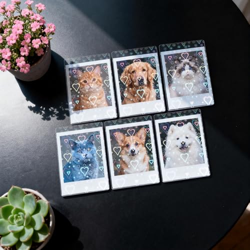 Holographic Photocard Sleeves - 100 Pcs, 65x90mm, Heart Design