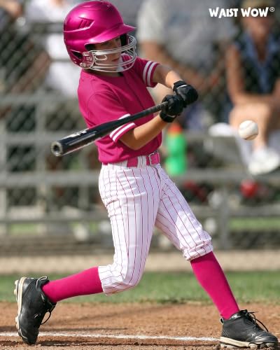Youth Pink Baseball Belt & Softball Socks Combo - Elastic Waist Athletic Set