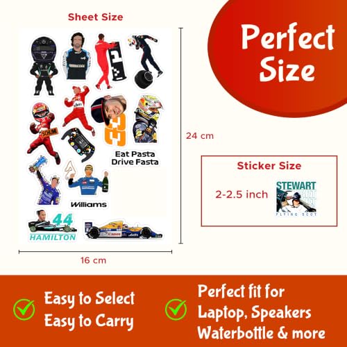 Premium F1 Sticker Pack – 120 Waterproof Racing Decals