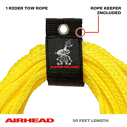 Airhead 1 Person Tow Rope for Tubes & Watersports - Heavy Duty 6000 lb Break Strength UV-Resistant 16 Strand Polypropylene with Rope Keeper