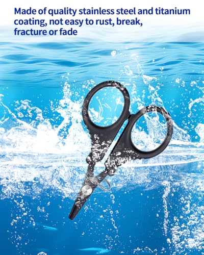 Fishing Scissors Set - 3 PCS Stainless Steel Line Cutters with Lanyards - Black