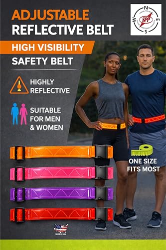 Reflective Running Belt - High Visibility Adjustable Belt - Purple
