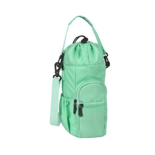 AMIVIE Water Bottle Carrier Bag,32/40oz Water Bottle Holder with Strap,with Adjustable Shoulder Strap 2 Pockets Sports Water Bottle Accessories for Hiking Travelling Camping (Green)