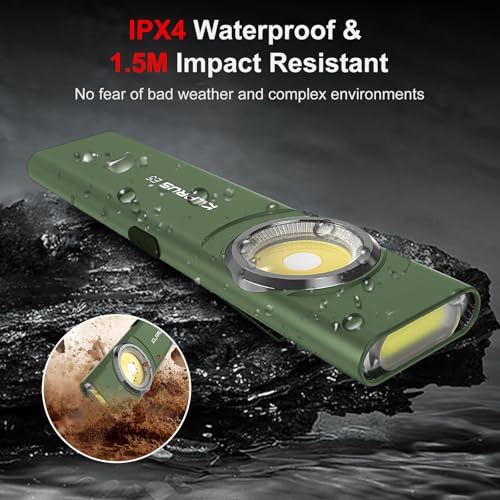 klarus E5 2Pcs Pocket Flashlight, Rechargeable EDC Flashlight, Super Slim 4.2x1x0.3inch, 600 Lumens, USB-C Port, IPX4, Dual Light Source with Magnetic Base, Hat & Clothes Clip