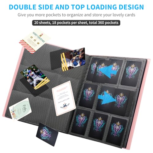 360 Pocket Trading Card Binder - Side Loading Card Holder - Pink