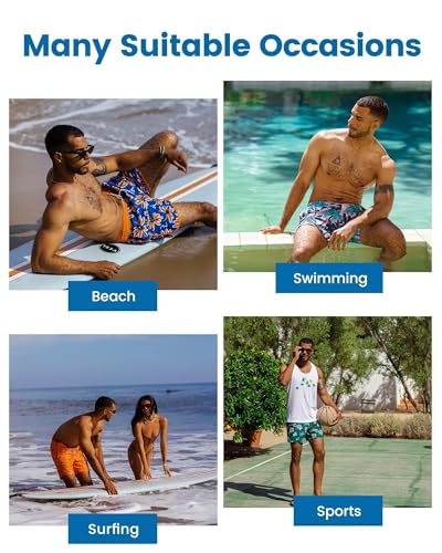 Men's Swim Trunks with Compression Liner, 5 Inch Quick Dry