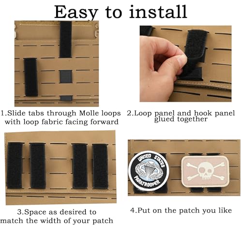 Molle Hook and Loop Panel Straps - 3" x 1" - Black (4 Pack)
