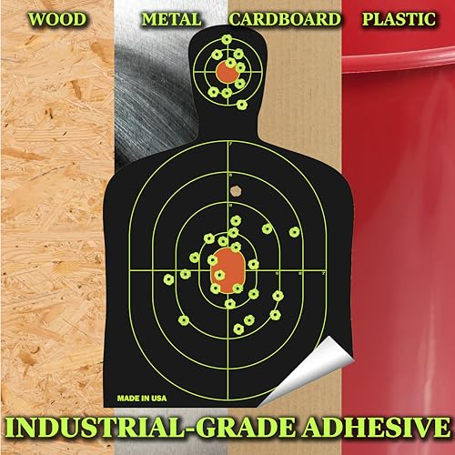 50 Pack Splatterburst Targets - 12x18 Inch Fluorescent Self-Adhesive Shooting Targets for Guns & Airsoft