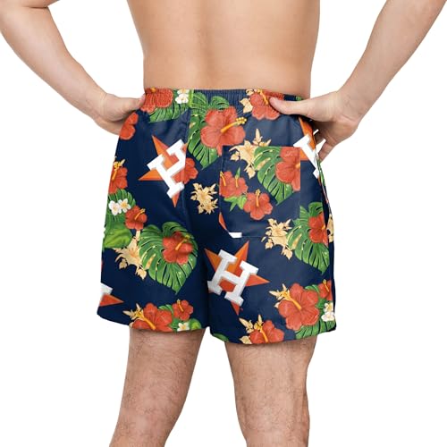 Men's Houston Astros Swim Trunks - Floral Design, Officially Licensed