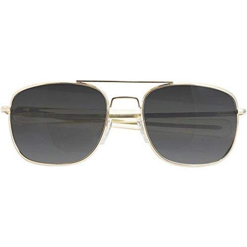 Campco Humvee Pilot Sunglasses - Polarized Aviator Sunglasses Bayonette, Frame, Military Sunglasses with Gray Lenses and Gold Frame, 52mm