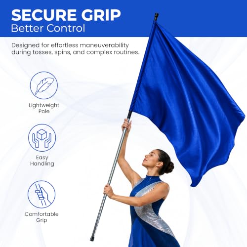 Spinning Color Guard Flag with Pole - Blue, Lightweight Dance Flag