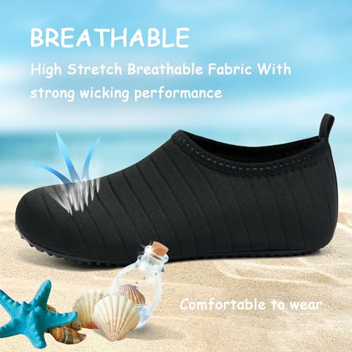 Kids Water Shoes Quick-Dry Aqua Socks - 3-4 Big Kid / Black