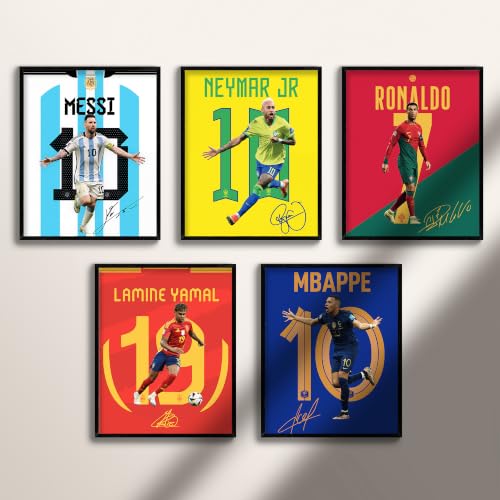 Soccer Wall Art Poster Set - 5 Unframed Prints, 8x10 Inches - Multicolor 1545