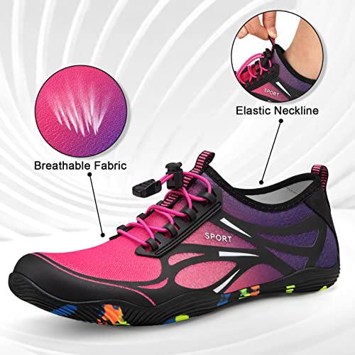 Quick Dry Water Shoes for Men Women - 8.5 Women/7 Men - Purple