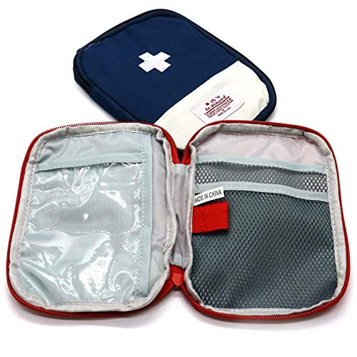 First Aid Kit Bag - Mini Medical Storage Pouch, Red & Blue, Small Size