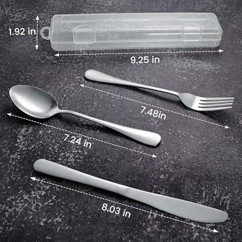 Stainless Steel Travel Utensils Set with Case - Knife, Fork, Spoon