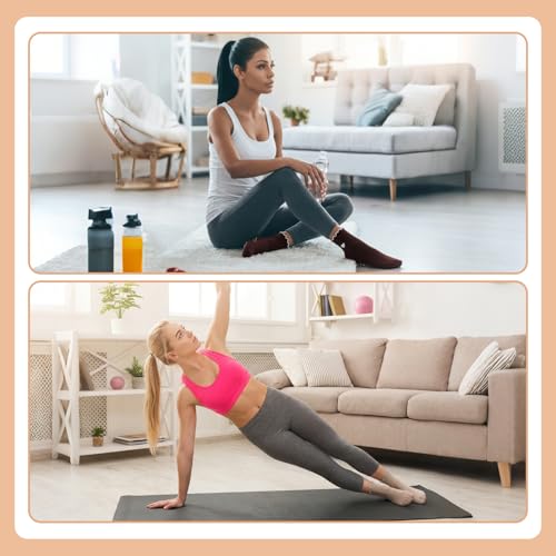 6 Pairs Women's Non-Slip Frilly Pilates Socks - White, Beige, Black & Brown