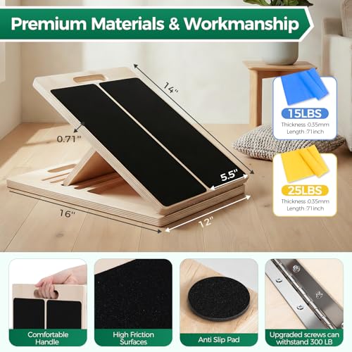 Adjustable Wooden Slant Board for Calf Stretching & Rehab