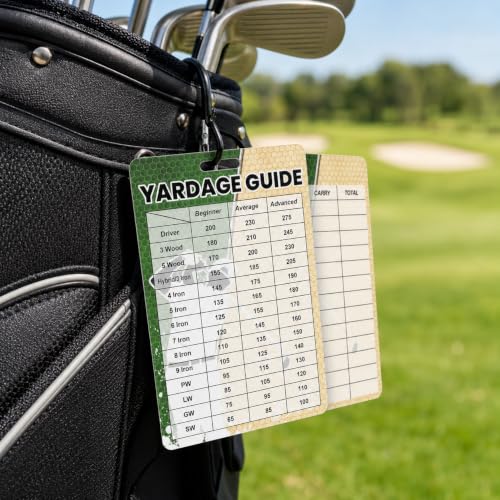 Golf Club Distance Cards - 2 Pack, 2.4x4.2 Inch Range Chart