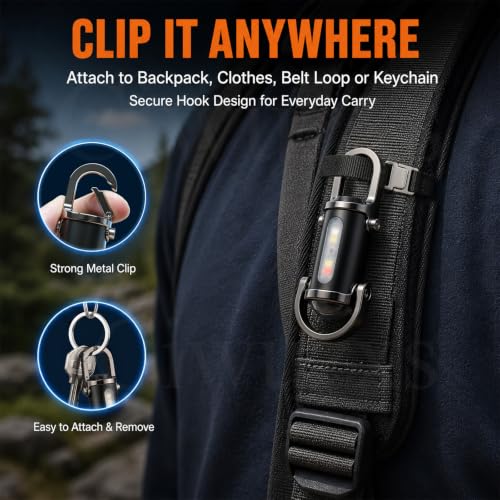 Ciwuzxs Black Rechargeable Mini Keychain Flashlight 800L, Waterproof & Portable