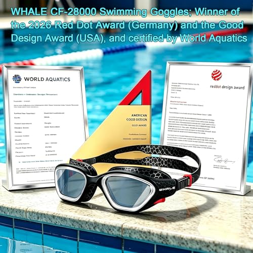 Whale Black Swim Goggles – HD Anti-Fog, UV Protection, Wide-Angle View, Unisex