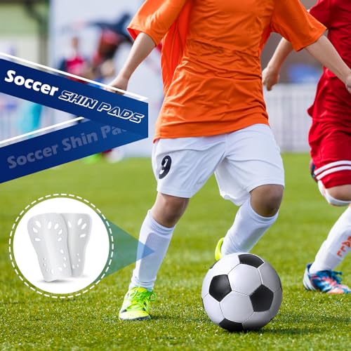 Soccer Shin Guards - Superlight Breathable Protective Gear - Black and White / Large