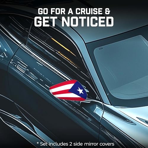 Puerto Rico Car Side View Mirror Covers - 2 Pack, 5.9x8.66 in, Weatherproof
