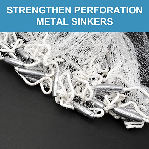 6Ft Cast Fishing Net with 3/8 Inch Mesh and Metal Sinker - Handcrafted Bait Net