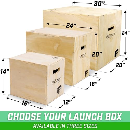 Plyo Jump Box - 3-in-1 Launch Box for All Skill Levels - Small (12" x 14" x 16")