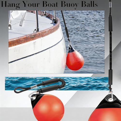 Manifish Bungee Dock Lines for Boats, 2 Pack 2 ft with 316 Stainless Clips – Black