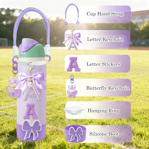Bow Silicone Boot Set for Owala Water Bottle 24oz - Purple