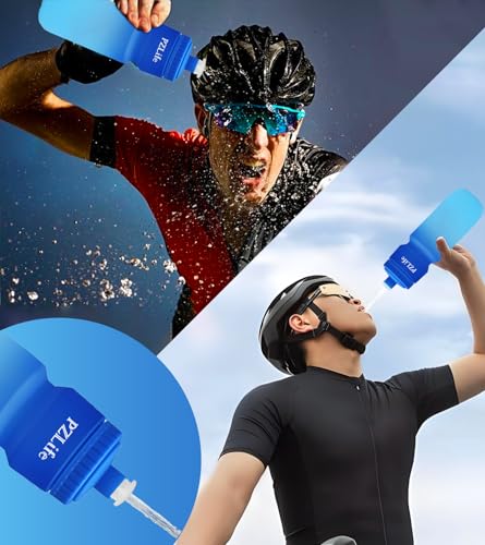 24oz Blue Bike Water Bottle - Leak Proof & BPA Free Squeeze Bottle