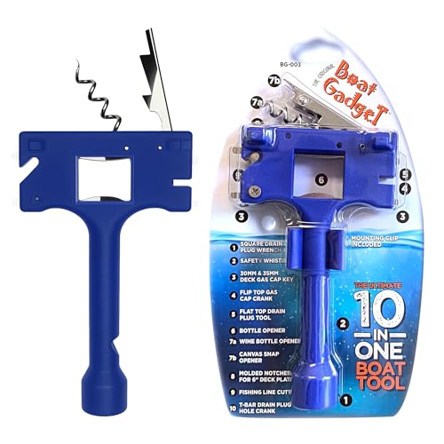 Boat Gadget 10-in-1 Marine Tool with Gas Cap Key & Line Cutter - Blue, 1 Pack