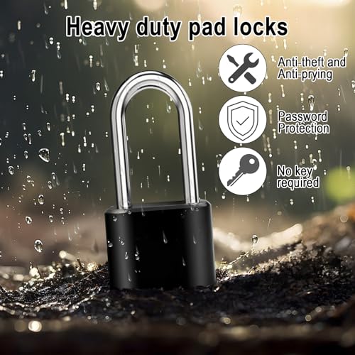 4pcs Combination Lock, 4-Digit Heavy Duty Combo Lock, Combination Padlock Outdoor Waterproof Gate Locks for Outdoor Fence, Locker, Sheds, Gym, Gate Hasps(4pcs, Long Shackle)